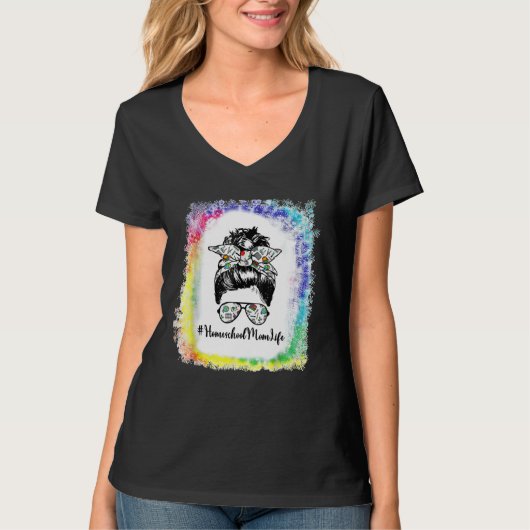 ホームスクールの面倒なBun人生ママ母のホームシック Tシャツ (正面)