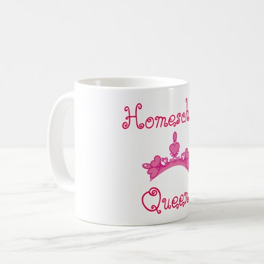 ホームスクールクイーンピンクとホワイト コーヒーマグカップ (正面左)