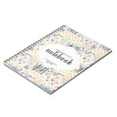 ホームスクールスパイラルノート |モダン花模様 ノートブック (左側)