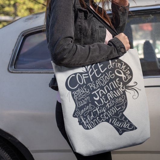 ホームスクールママ引用文シルエット輪郭トートバッグ トートバッグ