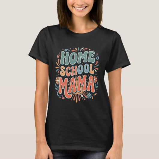 ホームスクールママ ボホ レインボー ハート Tシャツ (正面)
