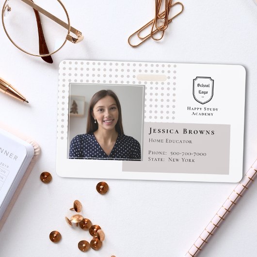 ホームスクール先生フォトスクールロゴホワイト バッジ