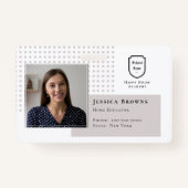 ホームスクール先生フォトスクールロゴホワイト バッジ (正面)