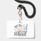 ホームスクール先生IDバッジブルーミニマリスト バッジ (ストラップ付き裏面)