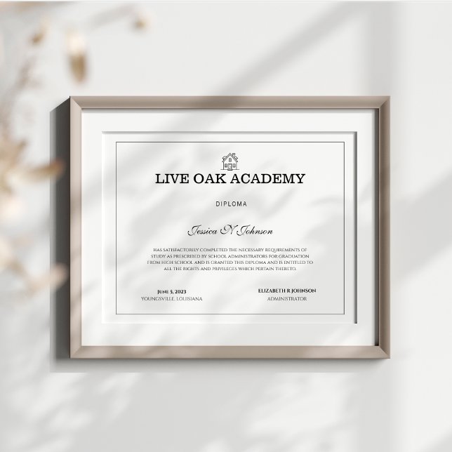 ホームスクール卒業証書 モダン ホワイト (Custom Homeschool Diploma)