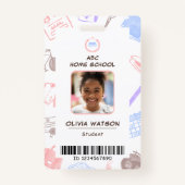 ホームスクール学生IDバッジ,子の写真,バーコード, バッジ (正面)