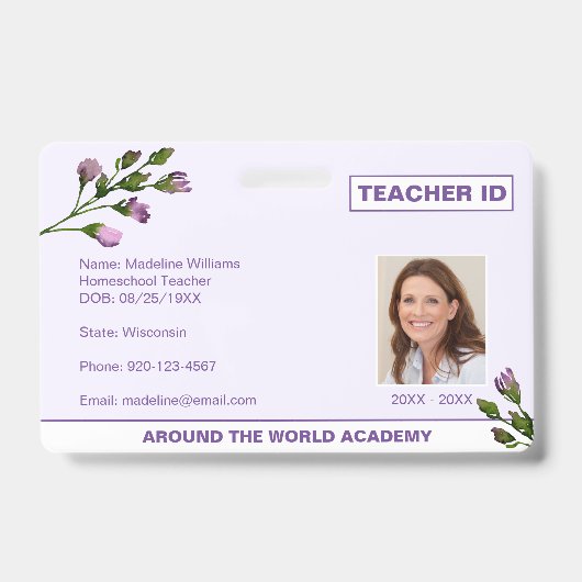 ホームスクール教師 フラワー ID バッジ (正面)
