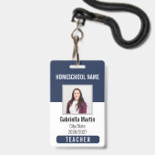 ホームスクール教師IDバッジ バッジ (正面（ネックストラップ付）)