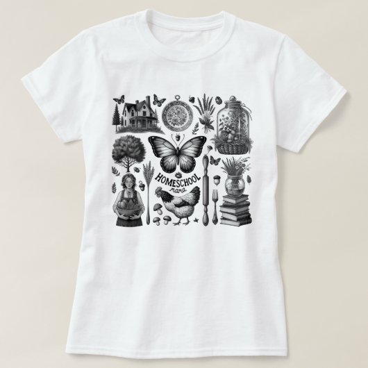 ホームスクール母シャツクランチーママコテージコア Tシャツ (デザイン正面)
