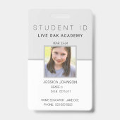 ホームスクール生IDバッジ | 現代的なグレー 縦型 バッジ (正面)