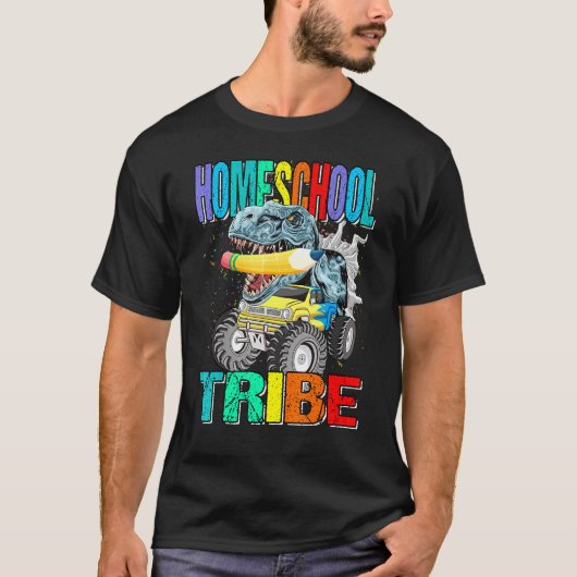 ホームスクール部族モンスタートラック恐竜 Tシャツ (正面)