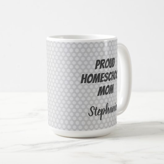 ホームスクー誇りを持ったルマムグレー水玉模様 コーヒーマグカップ (正面右)