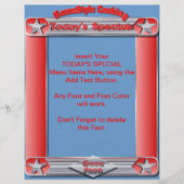 ホームスタイルの料理今日の特別な挿入 チラシ (正面)