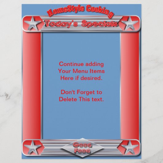 ホームスタイルの料理今日の特別な挿入 チラシ (裏面)