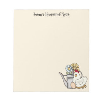 ホームステッドノートかわいいチキンと散水缶 ノートパッド