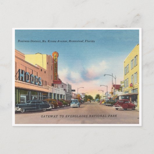 ホームステッドフロリダヴィンテージクロマアベニューシーン ポストカード (正面)