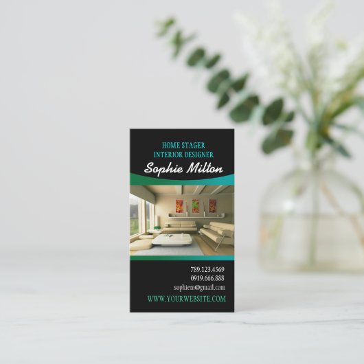 ホームステージャインテリアデザイナ写真テンプレート 名刺 (スタンド正面)