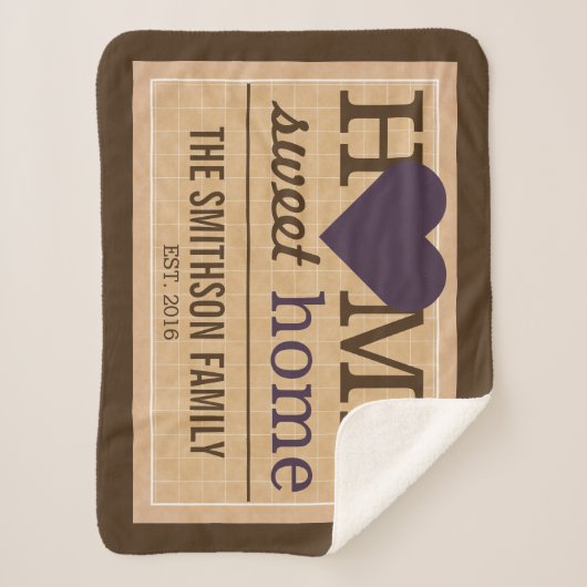 ホームスパーソナライズされたイートホームファミリーウェルカムサイン シェルパブランケット (正面)