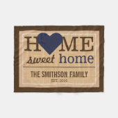 ホームスパーソナライズされたイートホームファミリーウェルカムサイン フリースブランケット (正面(横))