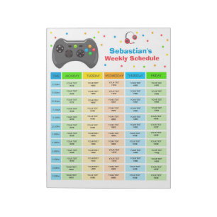 ホームスパーソナライズされたクール·スケジュール·ビデオゲーム学校 ノートパッド