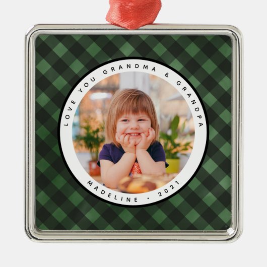 ホームス素朴プン国写真祖父母 メタルオーナメント (正面)