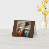 ホームズとワトソンとしての猫たち カード (黄色い花)