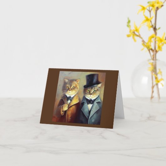 ホームズとワトソンとしての猫たち カード (黄色い花)