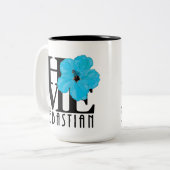 ホームセバスチャン15ozブルーハイビスカス ツートーンマグカップ (正面左)