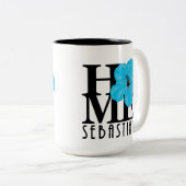 ホームセバスチャン15ozブルーハイビスカス ツートーンマグカップ (正面右)