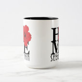 ホームセバスチャン15oz赤ハイビスカス ツートーンマグカップ (中央)