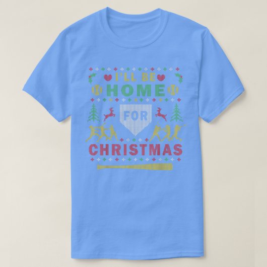 ホームソフトボール醜いクリスマスセーターパーティー Tシャツ (デザイン正面)