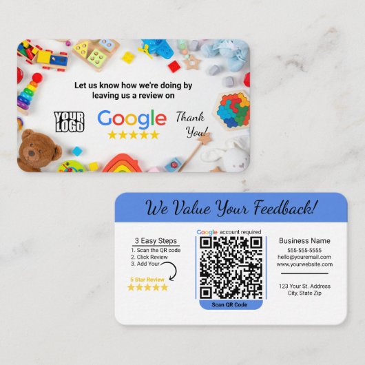 ホームデイサービスグーグルレビューテンプレートとQR - 名刺 (正面/裏面)