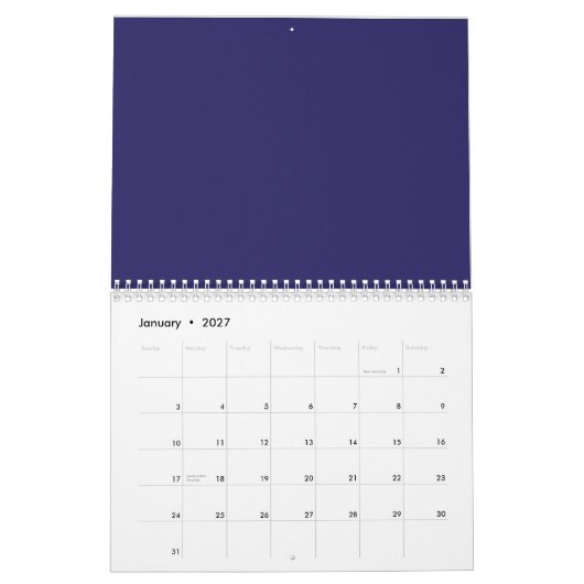 ホームデコを青で強化スタイリッシュする カレンダー (1月 2027)