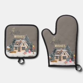 ホームデコレーションのためのウィンターウィッシュクリスマスギフト 鍋つかみ&鍋敷きセット