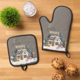 ホームデコレーションのためのウィンターウィッシュクリスマスギフト 鍋つかみ&鍋敷きセット