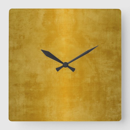 ホームデコールアクセント金属金ゴールド スクエア壁時計 (正面)