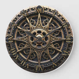 ホームデコールヴィンテージ木製の船のステアリングホイール ラージ壁時計