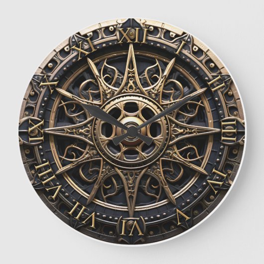 ホームデコールヴィンテージ木製の船のステアリングホイール ラージ壁時計 (正面)