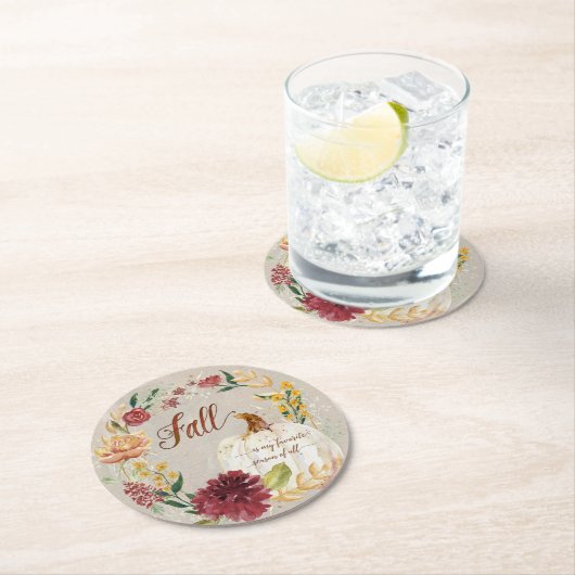 ホームデコール秋オータムカプキン水彩フローラ ラウンドペーパーコースター (インサイチュ)