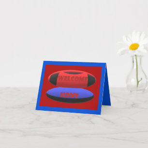 ホームデザインの赤いネイビーブルーに文字語で歓迎 カード