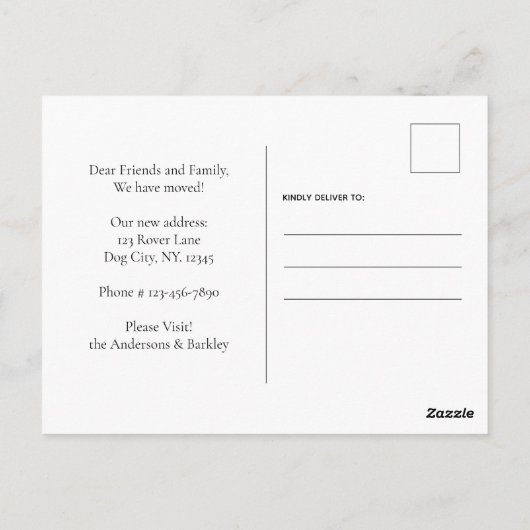 ホームドッグ移動カスタム写真引っ越しました ポストカード (裏面)