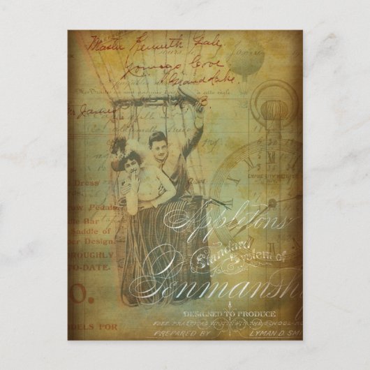 ホームニューハウスヴィンテージホットエアバルーンコラージュ 案内ポストカード (正面)