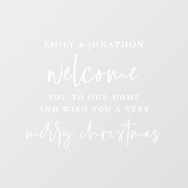 ホームネームへようこそメリークリスマスホワイト ウィンドウサイン