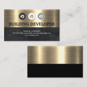 ホームハンマーのロゴ | メタリック金ゴールドブラック大理石 名刺 (正面/裏面)