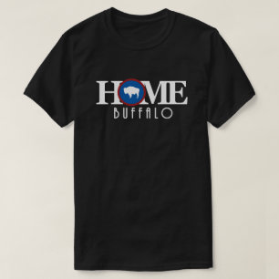 ホームバッファローワイオミング(白い長い文字) Tシャツ