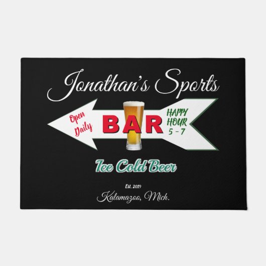 ホームバータバーンマンケーブコールドビールマンケーブ ドアマット (正面)