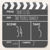 ホームパーソナライズされたシアターカスタム映画クラップボード スクエアペーパーコースター (正面)