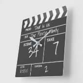 ホームパーソナライズされたシアターカスタム映画クラップボード スクエア壁時計 (傾斜)