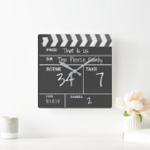 ホームパーソナライズされたシアターカスタム映画クラップボード スクエア壁時計 (ホーム)