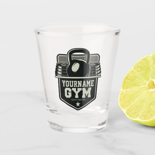 ホームパーソナライズされたジムケトルベルフィットネストレーナー ショットグラス (正面)